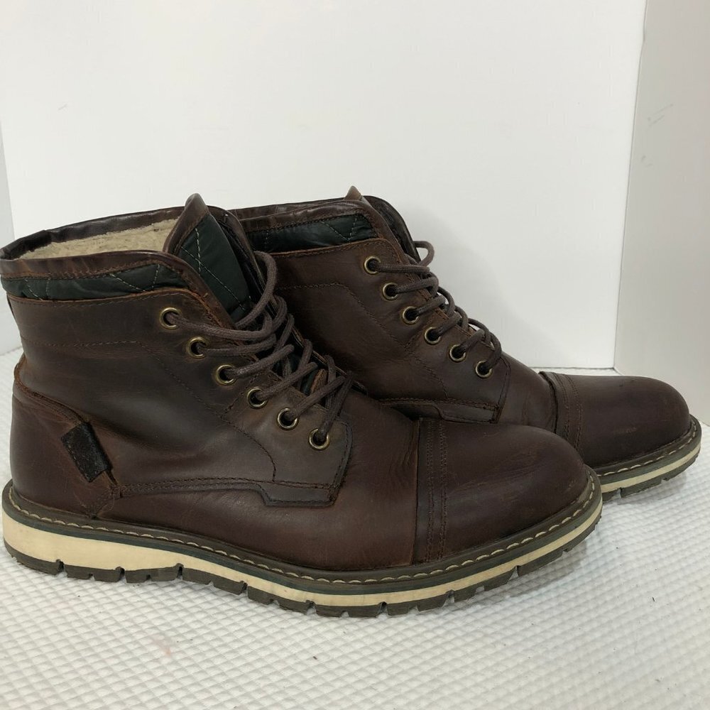 PEGABO Brown Leather Fleece Lined Casual/Work Boots Size 9 (42)